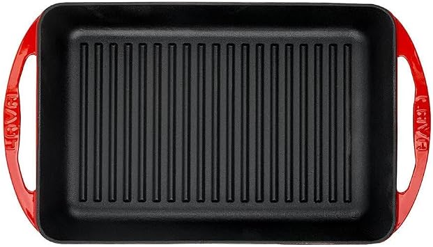 Lava Metal Dikdörtgen Izgara Döküm Tava, 22x32, Kırmızı