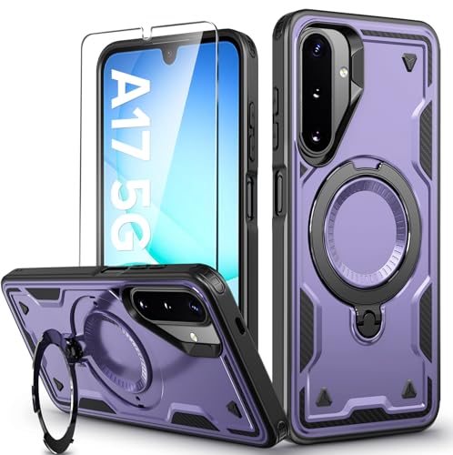 Image of for Samsung Galaxy A17 Case Magnetic with Stand, with Mag-Safe, with Screen Protector, Wireless Charging, Shockproof for Samsung A17 5G Phone Case, Ring Holder Phone Cover, for Samsung A17