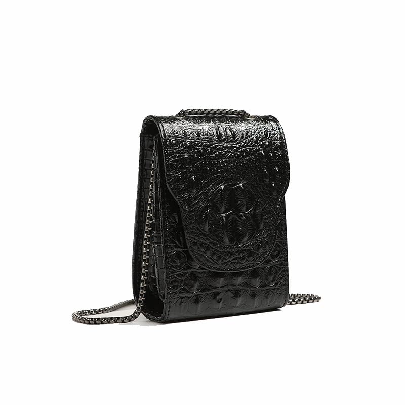 Women Cell Phone Bag Crocodile Pattern Vegan Leather Mini Crossbody Handbag for Women Black Leather Cross Body Bags