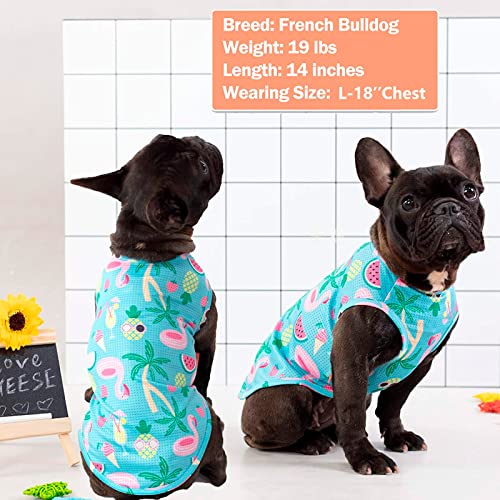 Kyeese 2 Pack Dogs Shirts Hawaii Quick Dry Lightweight Dog T-Shirts With Reflective Label Tank Top Sleeveless Vest Puppy Shirt Dog Clothes Flamingo Pattern Great For Summer #TOP6