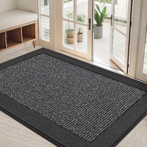 BEQHAUSE Indoor Door Mat 32" x 48", Dirt Trapper Door Mats, Charcoal