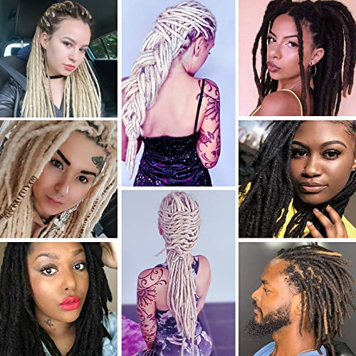 Dreadlock Extensions Loc Extensions Human Hair For Men Women 12 Inch 60 Strands 0.6Cm Width 613 Blonde 100% Real Remy Human Hair Extensions Lohot Full Handmade Tight Soft Permanent Dread Extensions #TOP4