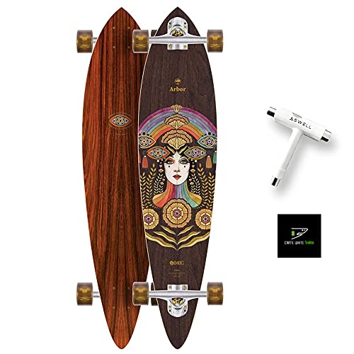 Arbor Collective Solstice Collection Skateboard Bundled with Swell Skate Tool + Crate White Shark Sticker (Fish Solstice 21)