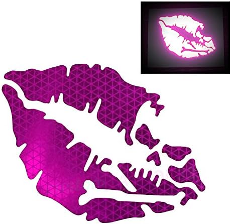 customTAYLOR33 High Intensity Reflective Vinyl Death Kiss Skull Crossbones Lips Decal Bumper Sticker - Cars, Motorcycles, Helmets, Wind Screens, laptops, cellphones, (SE Purple, 12 inch Wide)
