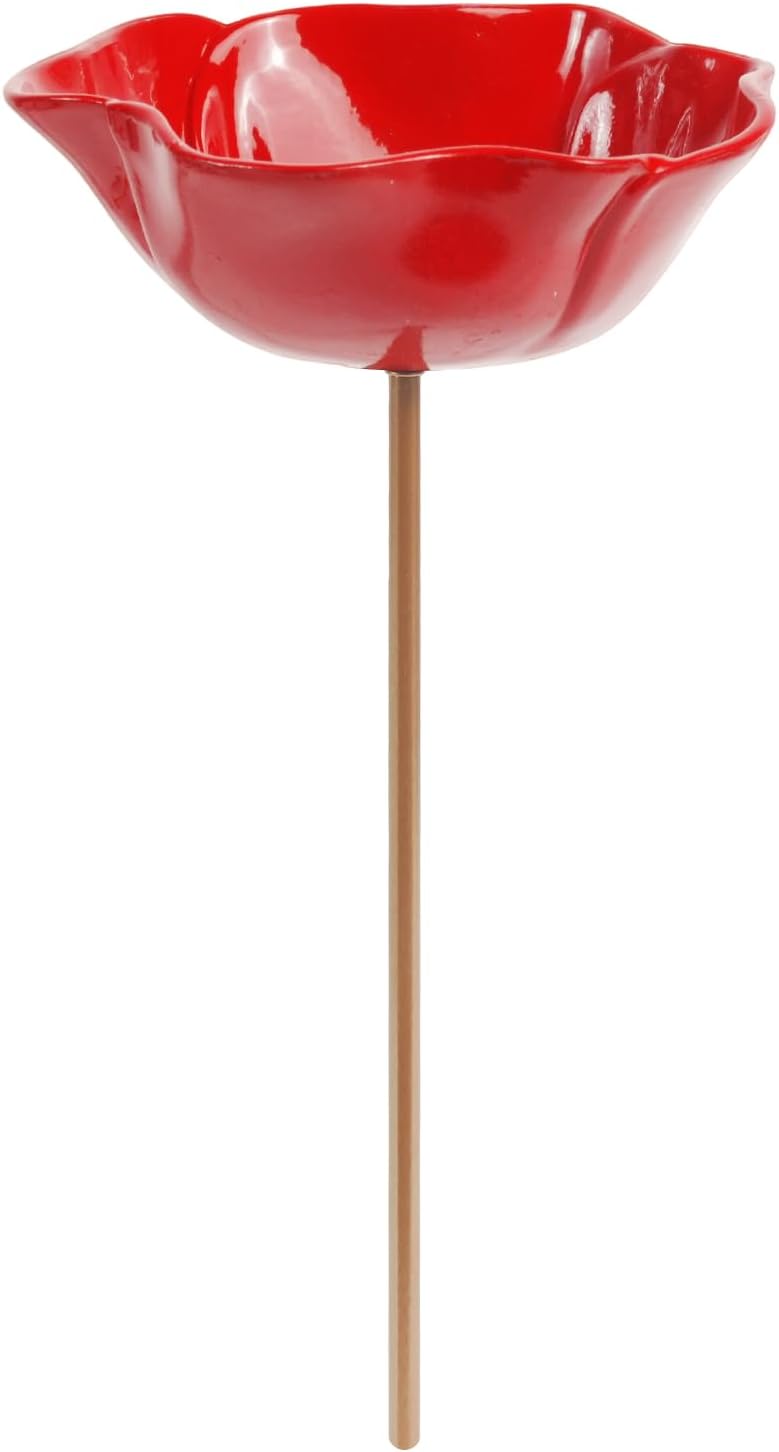 Colorful Metal Flower Bird Bath Stake, 2-in-1 Bird Feeder Water Station, Rustproof Handmade Garden Bird Bath Bowl, Outdoor Yard Patio Lawn Flower Shaped Garden Decor, 1/2/4 Pack (1, Purple)