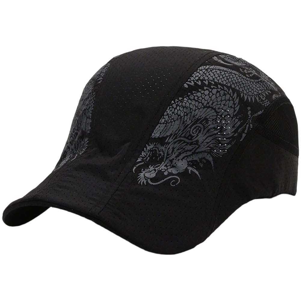 Sslvya Summer Newsboy Caps Chinese Dragon Print Flat Caps Breathable Painter Beret Ivy Cap Mens Driving Hat for Golf Hunting Hiking
