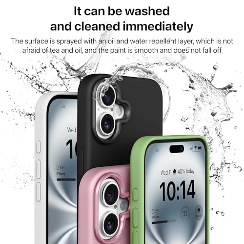Image of eller sante Silicon Back Cover Case for iPhone 16 Plus Scratch Resistant TPU Shockproof 6ft Feet Drop Protection Support Mag-Safe Wireless Charging- White