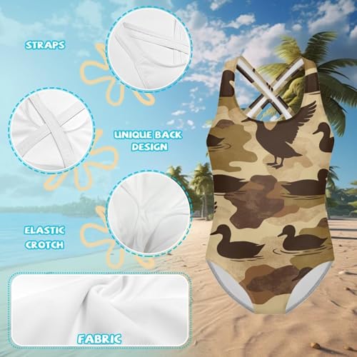 Image of Girls Swimsuit Criss Cross Back 1-Piece Summer Beach Swiwmear