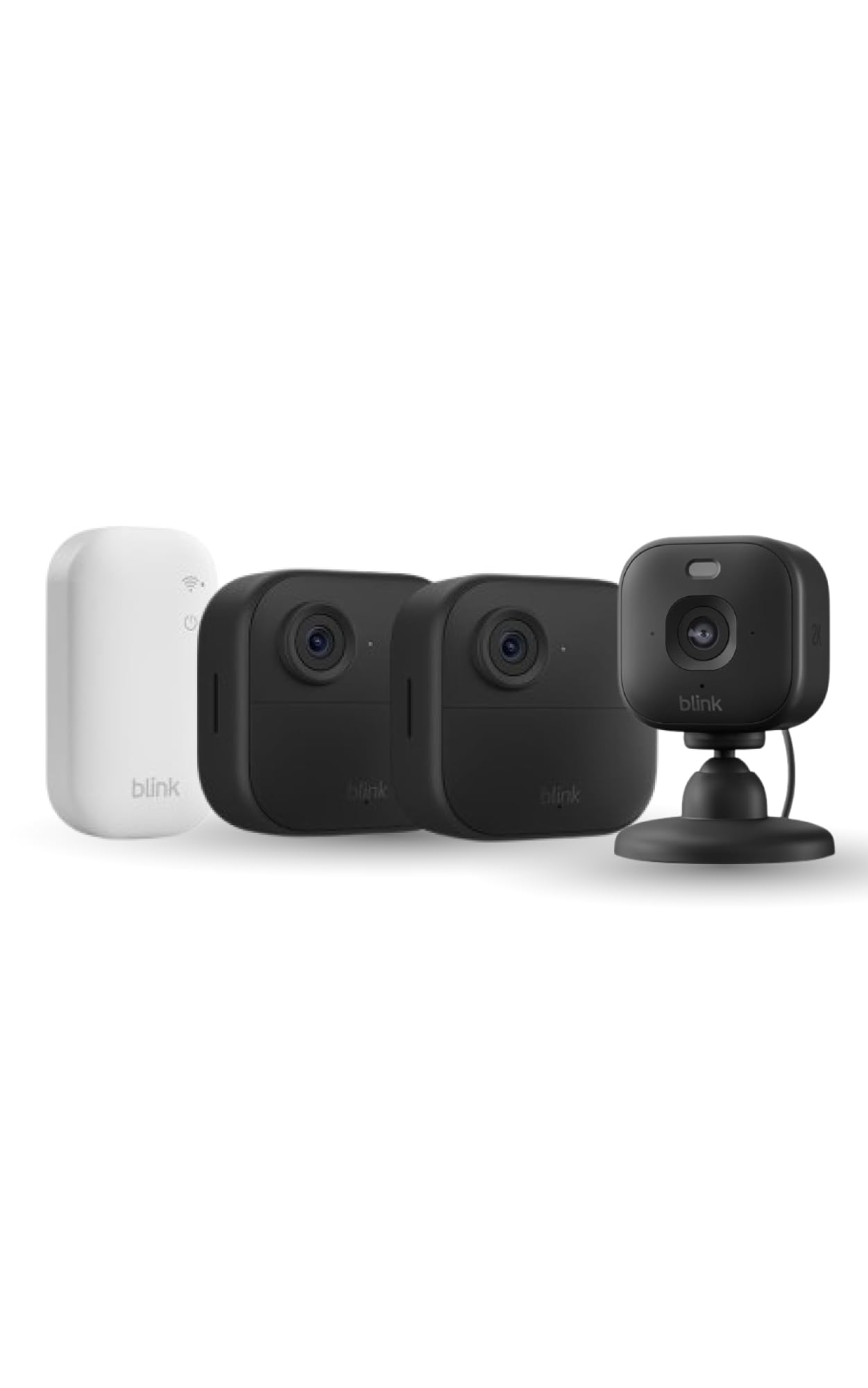 Blink Außenkamera 2K+ (neueste Generation) + Blink Mini 2K+ – Kabellose, intelligente Sicherheitskamera, 2K-Videoauflösung. Sync-Basismodul enthalten – 2-Kamera-System, Schwarz