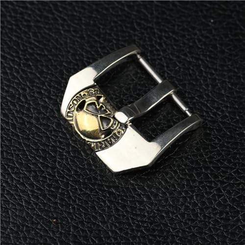 Bronze Buckle, 20 22 24MM White Brass Skull Embedded Leather Strap Accessories3