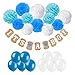 Produktbild Recosis It's A Boy Papier Girlande Banner Dekoration mit 12pcs Seidenpapier Pom Poms und 20pcs Luftballons für Baby Shower Baby Dusche Girlande Dekoration, Party Foto Requisiten und Baby Deko