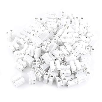 100pcs 10A 220V 2 Pin Push Quick Connector Spring Clamp Terminal Block Wire Cable Connector White Wiring Terminal