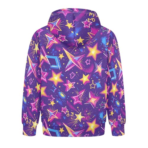 KLL Stars Neon Colorful Fashion Hawaiian Boys Girls Sweatshirts Long Sleeve Hooded Pullover Hoodies with Kangaroo Pocket2
