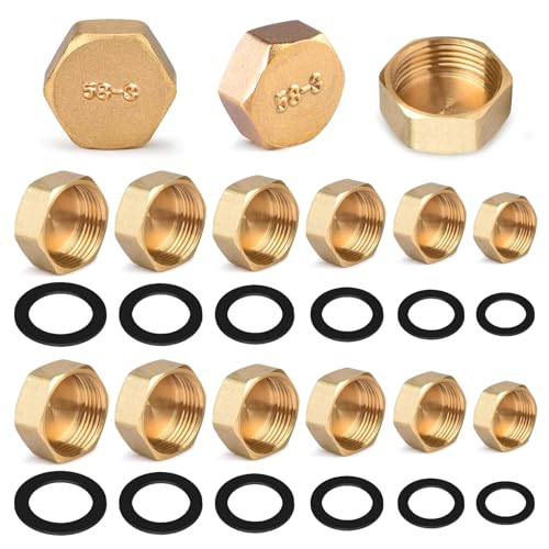 Bouchons En Laiton, Lot de 12 Capuchon Fileté En Laiton, Laiton B...