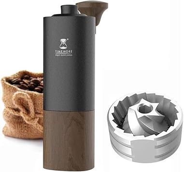 Timemore G1 Manual Coffee Grinder with Adjustable Setting, Aluminum and Walnut Wood Unibody Design