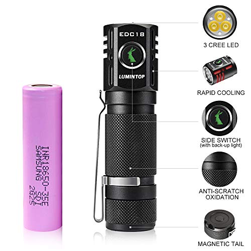 LED Flashlight Pocket Light, Small Flashlight IP68 LUMINTOP EDC18 High Lumens up to