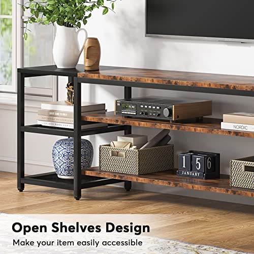 Image of Tribesigns 78 Inch TV Stand for TVs up to 85 Inch, Media Entertainment Center Console Table, Industrial 3-Tier TV Console Table with Storage Shelves for Living Room, Entertainment Room