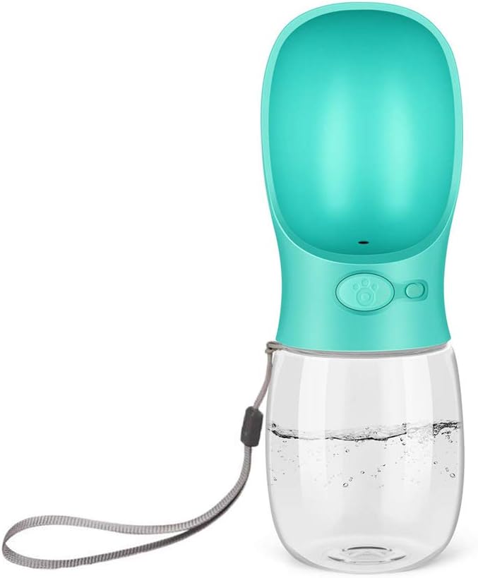 QQPETS Dog Water Bottle Leak Proof Portable Travel Drink Cup with Bowl Dispenser for Pet Outdoor Walking Hiking Travelling 12 OZ (Blue)