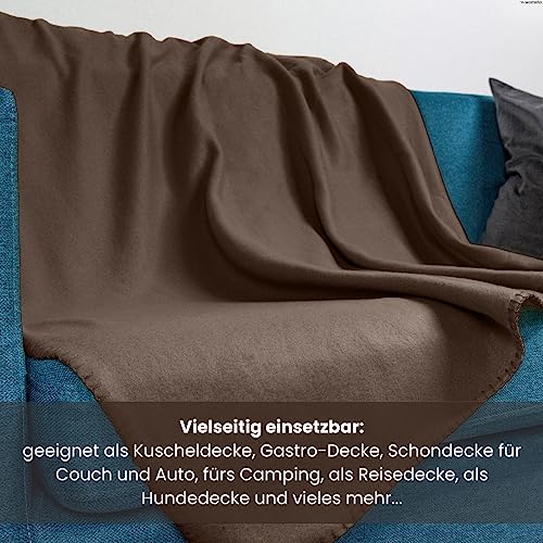 wometo 2er Set Polar- Fleecedecke oekoTex 130x160 cm ca. 400g wertiges Gewicht mit Anti-Pilling Kettelrand Farbe braun
