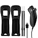AFUNTA Nunchuck Controller und Silikon Cases für Nintendo WII & WII U Fernbedienung, Protective Skin Cover mit Handschlaufe, mit Controller Ersatz für WIIU Videospiel - Schwarz