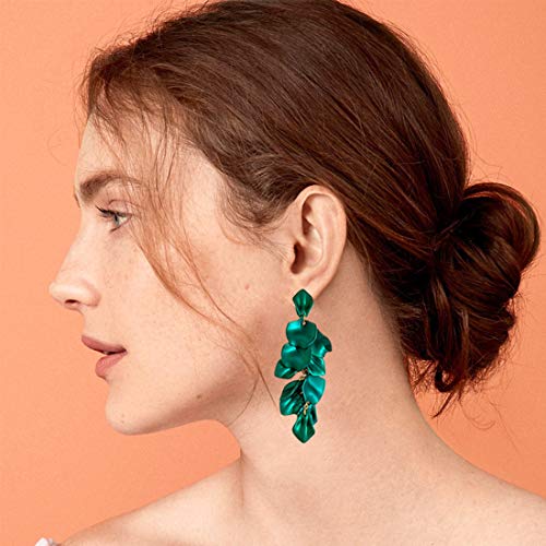 Image of Acrylic Rose Petal Drop Dangle Earrings Bohemian Resin Square /Oval /Hoop /Flower /Heart Statement Earrings for Women Gifts