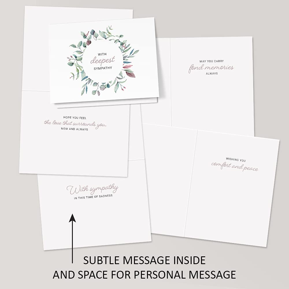 Sympathy Cards with Envelopes - 24 Pre-Scored and Double-Sided Watercolor Condolence Cards - Perfect Mix of Expression and Sympathy in a Box of Sympathy Cards with Envelopes (Watercolor)