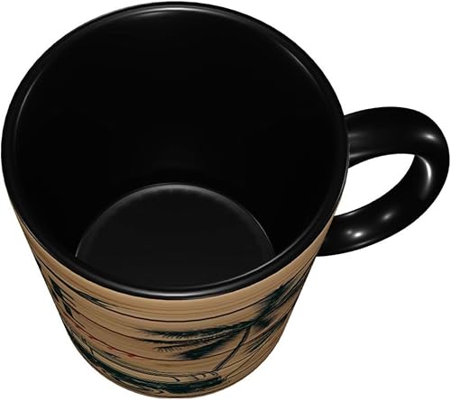 Miniatura 5 de Taza de café, tazas de porcelana para surf, minivan vintage con árboles tropicales en tablones de madera, 11 onzas, para bebidas calientes y uso