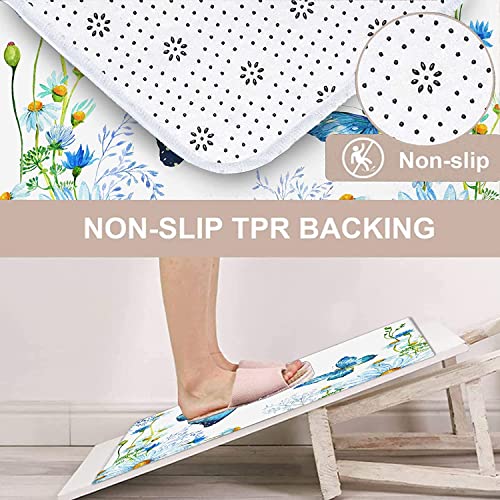 4-teiliges Blumenduschvorhang-Set mit rutschfestem Teppich, Toilettendeckelabdeckung Badematte wasserdichtem… – Bild 7