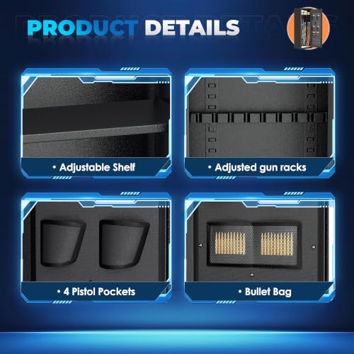 Image of INTERGREAT 12-15 Gun Safe, Large Gun Safe for Rifles and Pistols, Quick Access Rifle Safe with 3 Removable Gun Racks and 4 Pistol Pockets, Digital Gun Cabinet with Dual Alarm and Sleep Mode