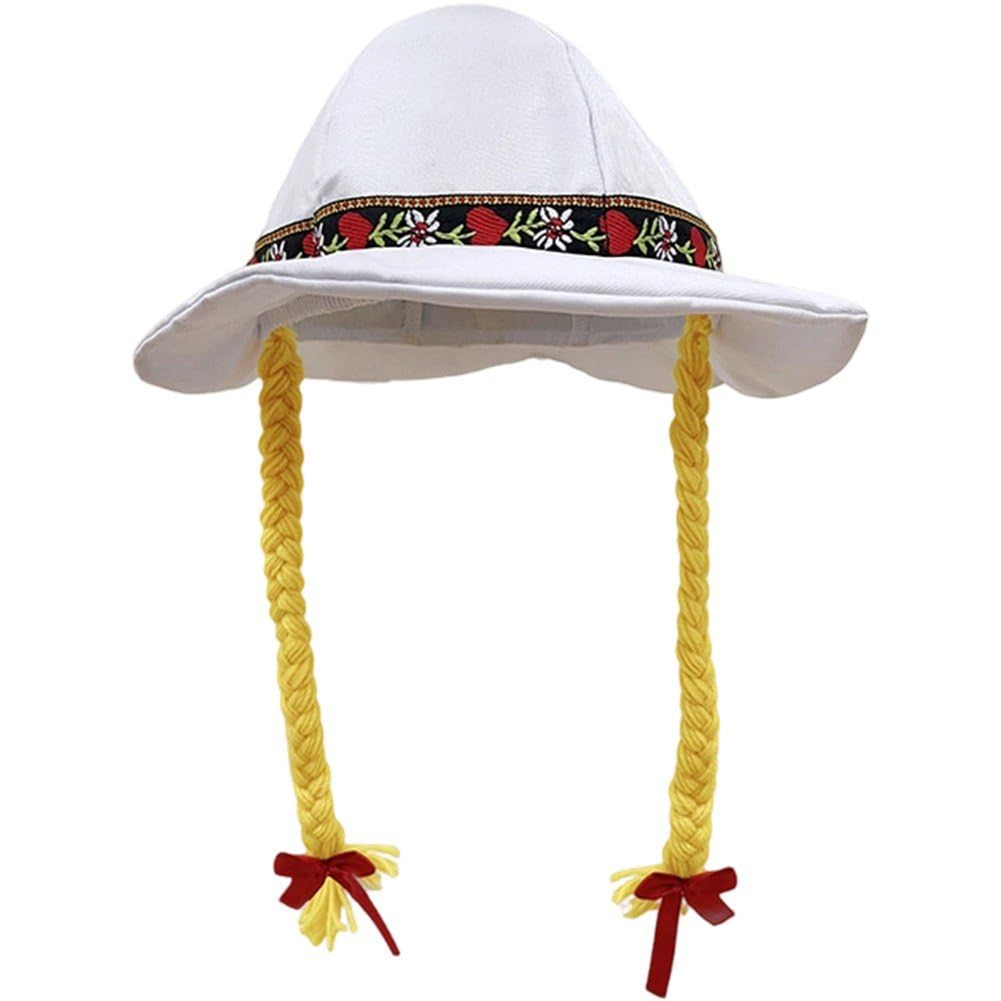 Sslvya Oktoberfest Hat with Braids Novelty German Beer Festival Party Hat Bavarian Oktoberfest Party Costume Accessories