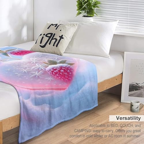 Couverture fraise 3D de qualité supérieure en flanelle de polaire 180x200