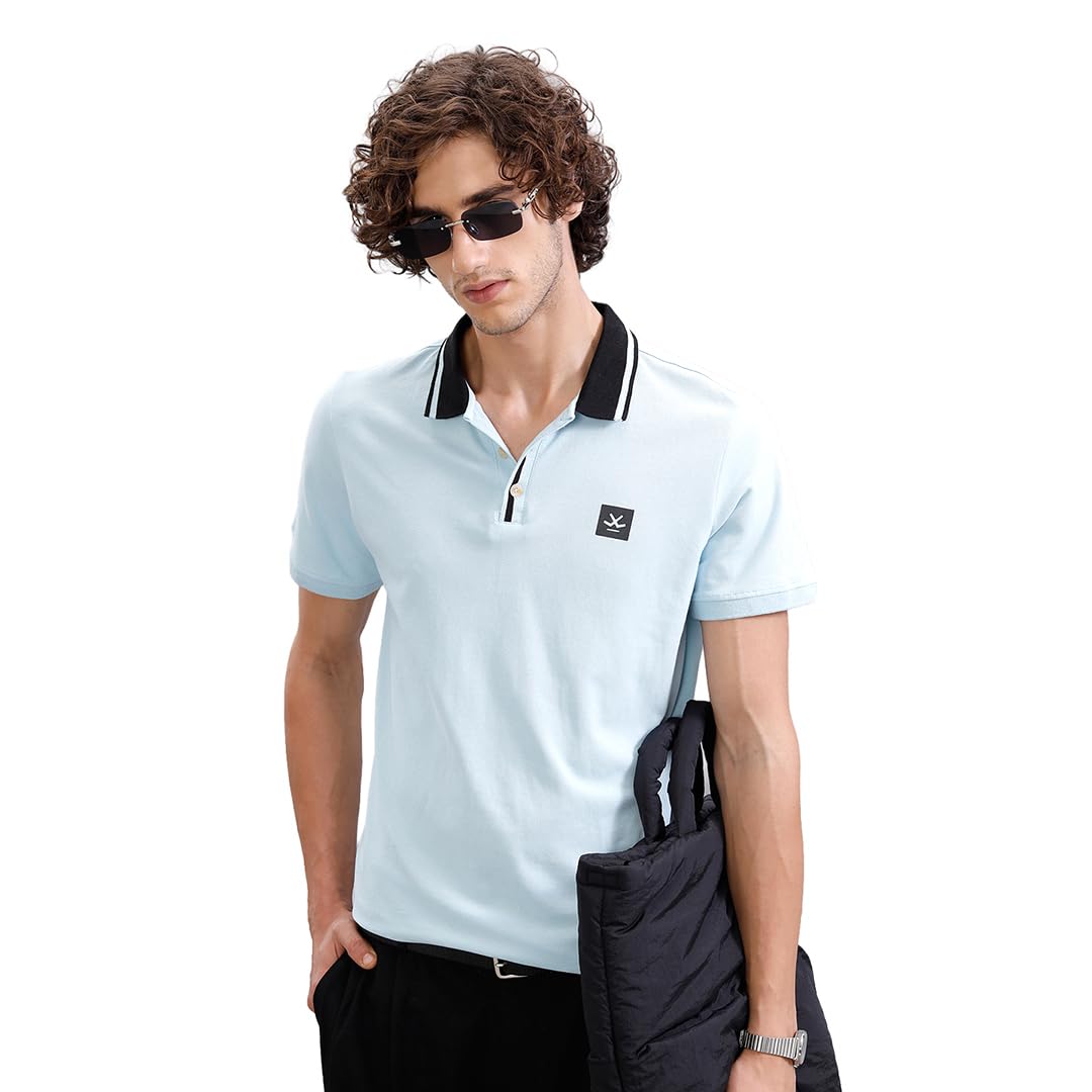 wrogn Men's Cotton Pique Polo T-Shirt | Contrast Tipping Detail | Slim Fit-picture-55
