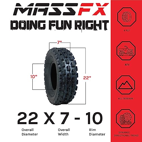 Massfx Sport Atv Tire Set - Two Front 22X7-10 - 4 Ply Rating - 1/2” Tread Depth - 22X7X10 (Two Pack) #TOP2