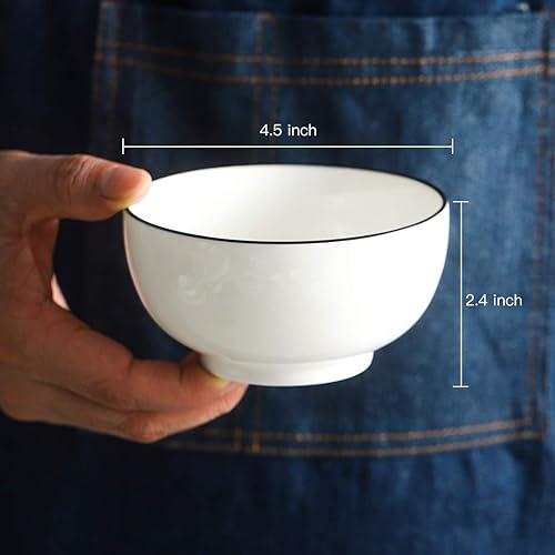 Miniatura 6 de YOLIFE Juego de 6 cuencos de 10 onzas, cuencos de arroz de porcelana, cuencos de sopa, cuencos pequeños para helado, postre, cereales, inmersión