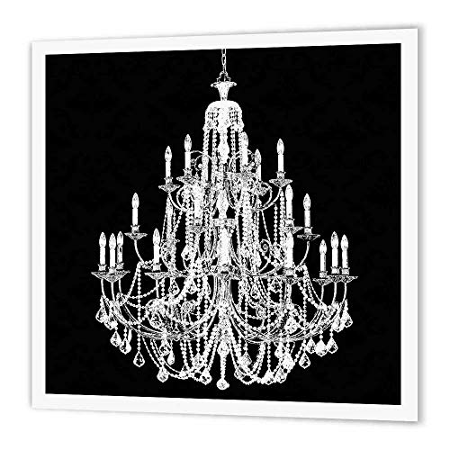 3dRose ht_164675_3 Chic White Chandelier with Black Damask Iron on Heat Transfer Paper for White Material, 10 by 10"