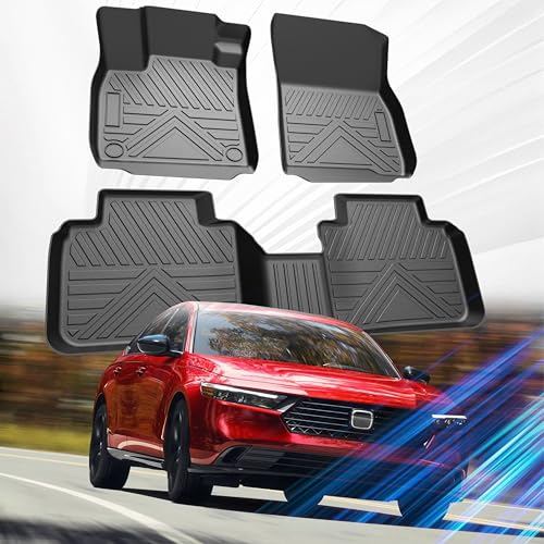SSESS Car Floor Mats for Honda Accord 2026 2025 2024 2023 Accessories (Include Hybrid),TPE All Weather Protection Floor Mats,Custom Fit 1st&2nd Row Car Floor Liners Set,Heavy Duty Accessories,Black