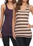 Womens Racerback Tank Top Long Tunic Cotton Ribbed Jersey Tank Top