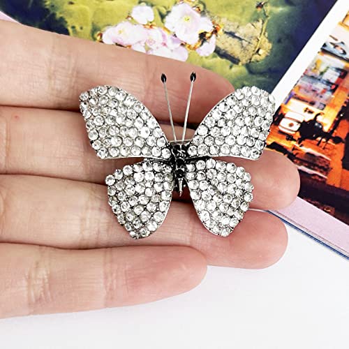 Image of SELOVO Butterfly Crystal Brooch Pin Jewelry Rhinestone Gold Tone