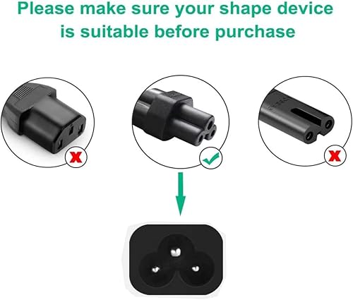 PowerHOOD Enchufe de 3 pies con certificación UL, IEC320 C5 a NEMA 5-15P, 125V, cable de alimentación de CA, adaptador de CA, cable de cargador de