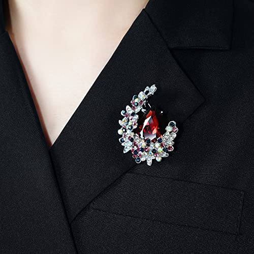 Adyanl Colorful Artificial Crystal Moon Brooch,Costume Jewelry For Women,Brooches For Women (Burgundy) #TOP4