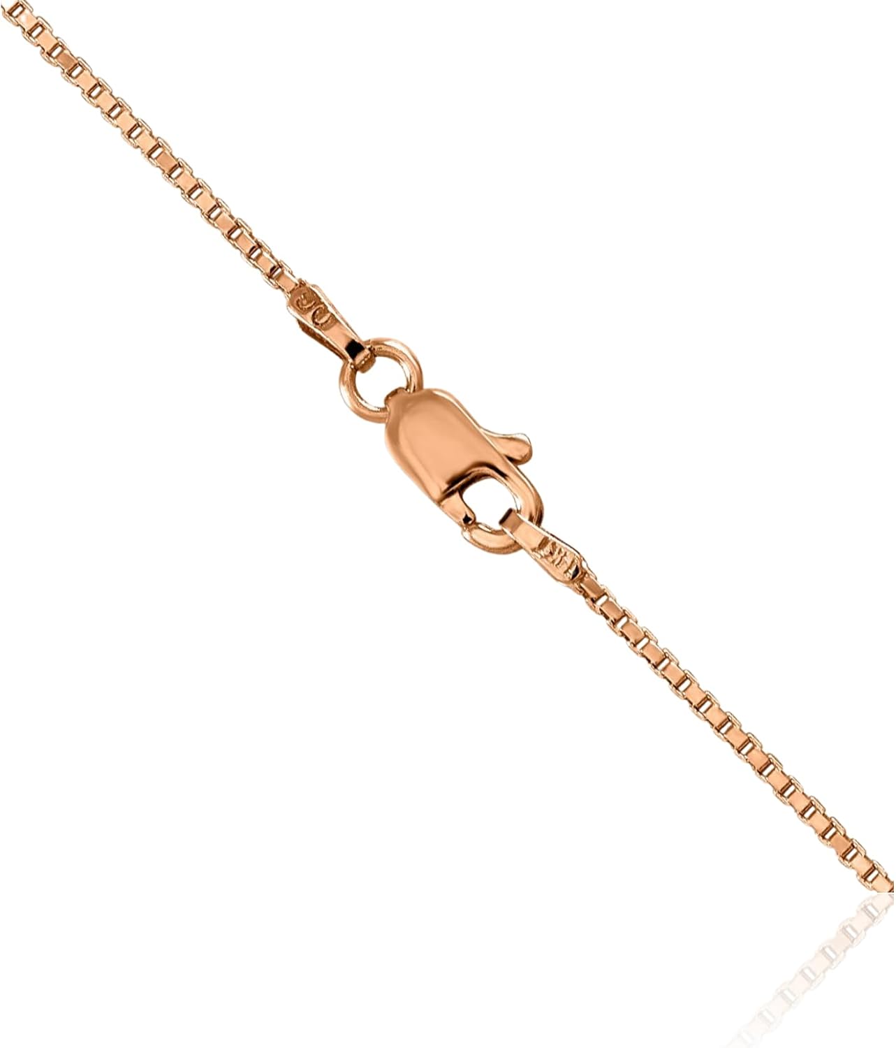 IceCarats 14K Solid Rose Gold 1mm Dainty Link Box Chain Necklace Polished