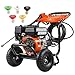 VEVOR Benzin-Hochdruckreiniger, 3500 PSI 10 L/min, 2,6 GPM Terrassenreinger mit Aluminiumpumpe, Hochdruckpistole & Verlängerungsstab, 5-Düsen-Set, für Autos, Zäune, Häuser, Einfahrten, Terrassen
