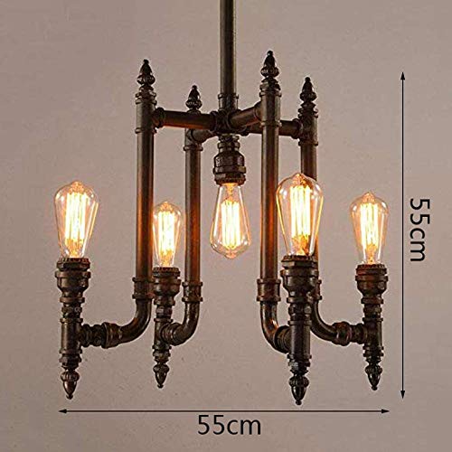 Raelf E27 Industrial Vintage Water Pipe Chandelier 5-lamp retro pipe lighting steam punk ceiling lamp European and American country style hanging lamp Cafe bar restaurant island chandelier steampunk buy now online