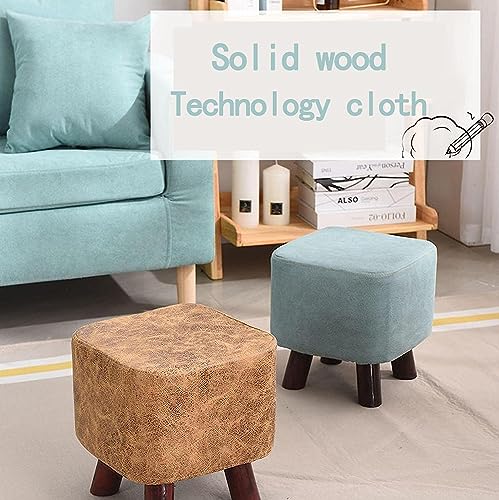 Tabouret bas repose-pieds ottoman en tissu amovible 4 pieds bois