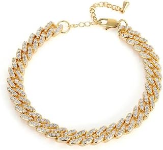 14K Gold Chunky Cuban Chain Anklet with Moissanite, Hip Hop Style Adjustable Anklet, Trendy Jewelry for Women