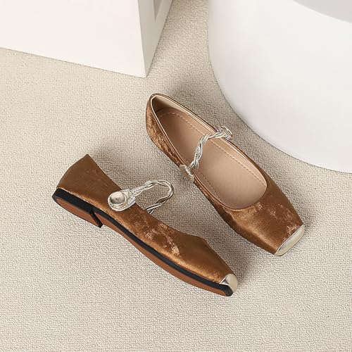 Elegant Women's Dress Shoes, Ideal for Casual Office Settings - Mary Jane Style Slip-On Flats with Square Toe Design3