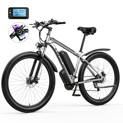 E·Bycco 29' Electric Bike for Adults, 48V 17.5AH Battery 750W E-Bike, 70 Miles Long Range 21 Speed Mountain Ebike Pedal Assist Throttle Electric Bicycle (Silver)
