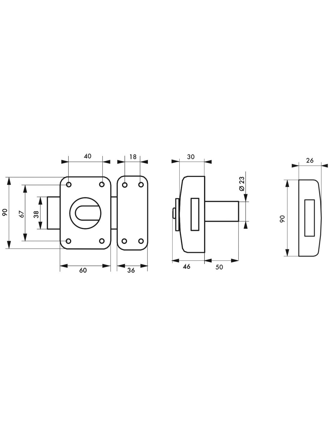 THIRARD - Verrou Cylindre à Bouton Corvette pour Porte d'Entrée - Cylindre Laiton 50 mm - Ø 23 mm - Acier - 3 Clés Crantées - Sécurité Domestique - Époxy Bronze - Hauteur 90 mm - Largeur 60 mm