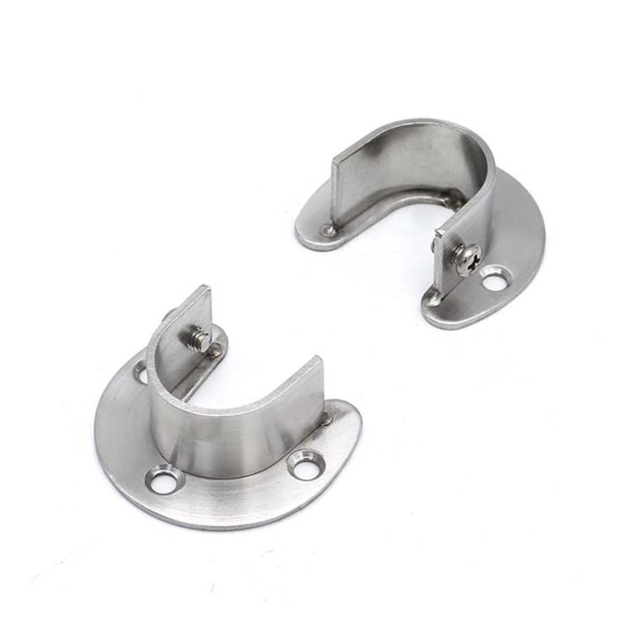 JECOMPRIS Hanging Curtain Brackets Oval Rod End Supports Silver U Brackets Closet Pole Socket