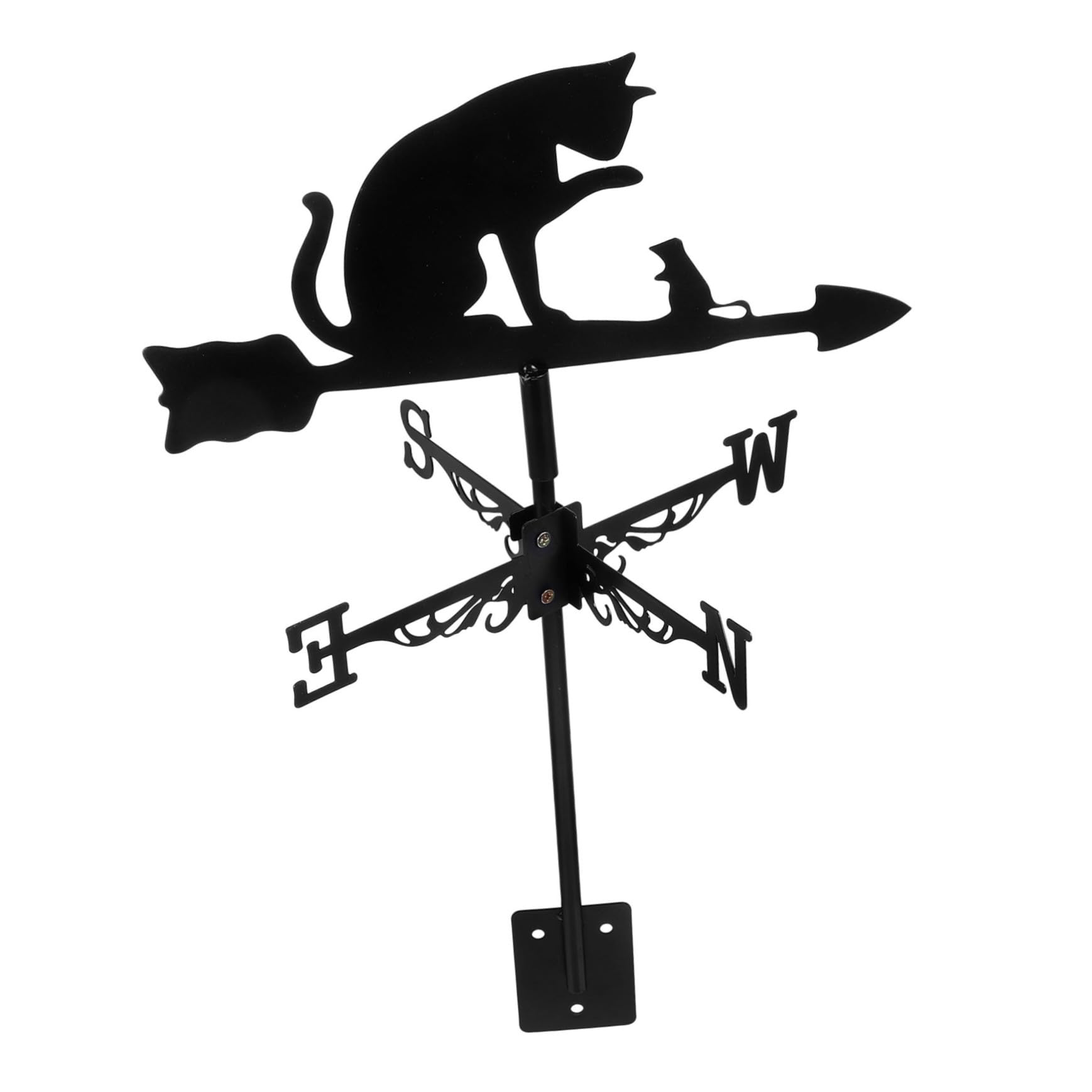 Amosfun Edelstahl Wetterfahne Katzenmotiv Wetteranzeige Für Garten Und Terrasse Langlebig Und Stabil Dekorative Windrichtungsanzeige Für Outdoor-Bereich Installieren